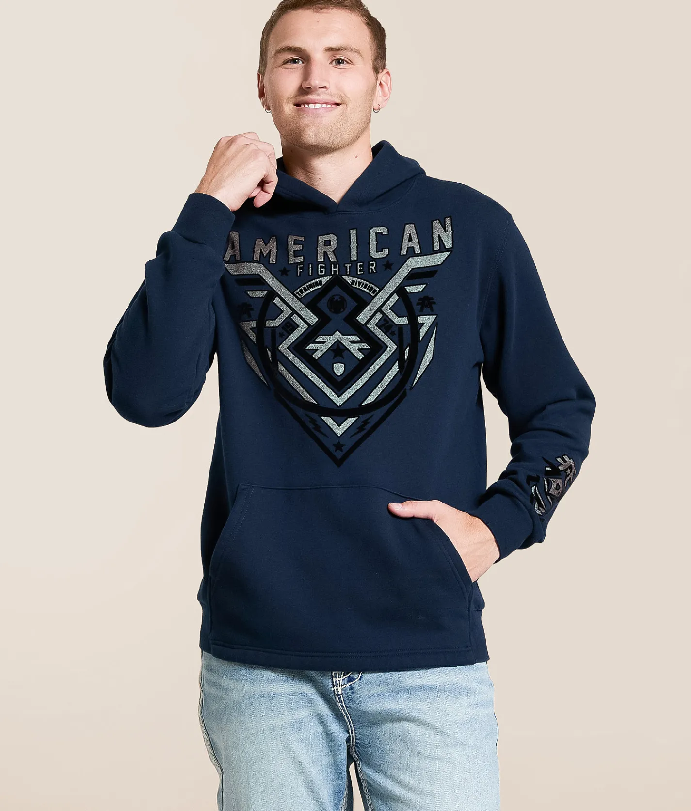 American Fighter Oakview Hooded Sweatshirt Navy New