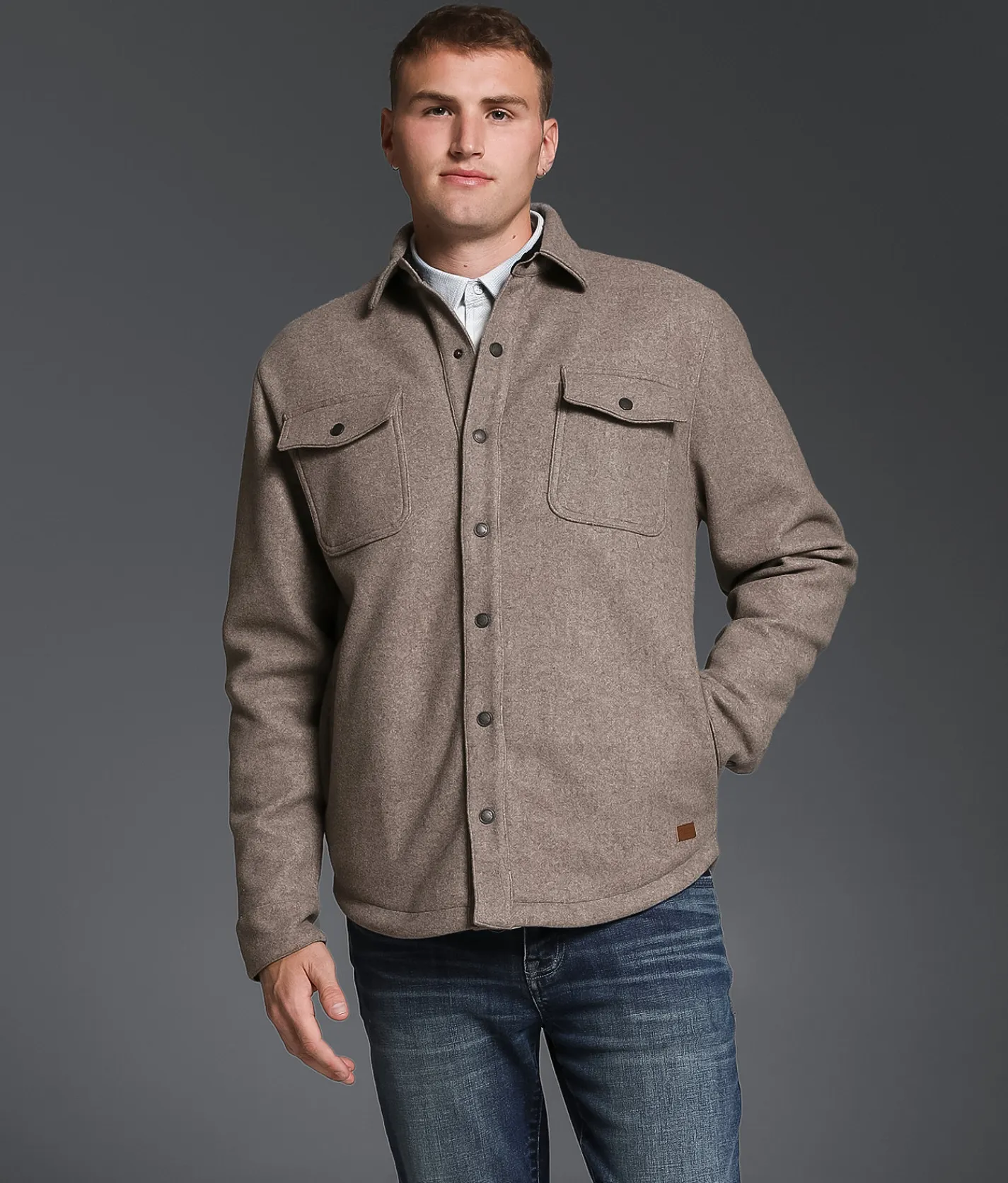 Tops|Coats & Jackets | Outpost Makers Oatmeal Fleece Shacket Tan
