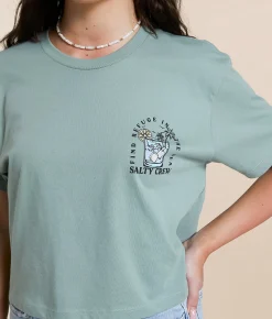 Tops | Salty Crew Ocean Spray Cropped T-Shirt Sage