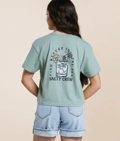 Tops | Salty Crew Ocean Spray Cropped T-Shirt Sage