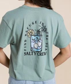 Tops | Salty Crew Ocean Spray Cropped T-Shirt Sage