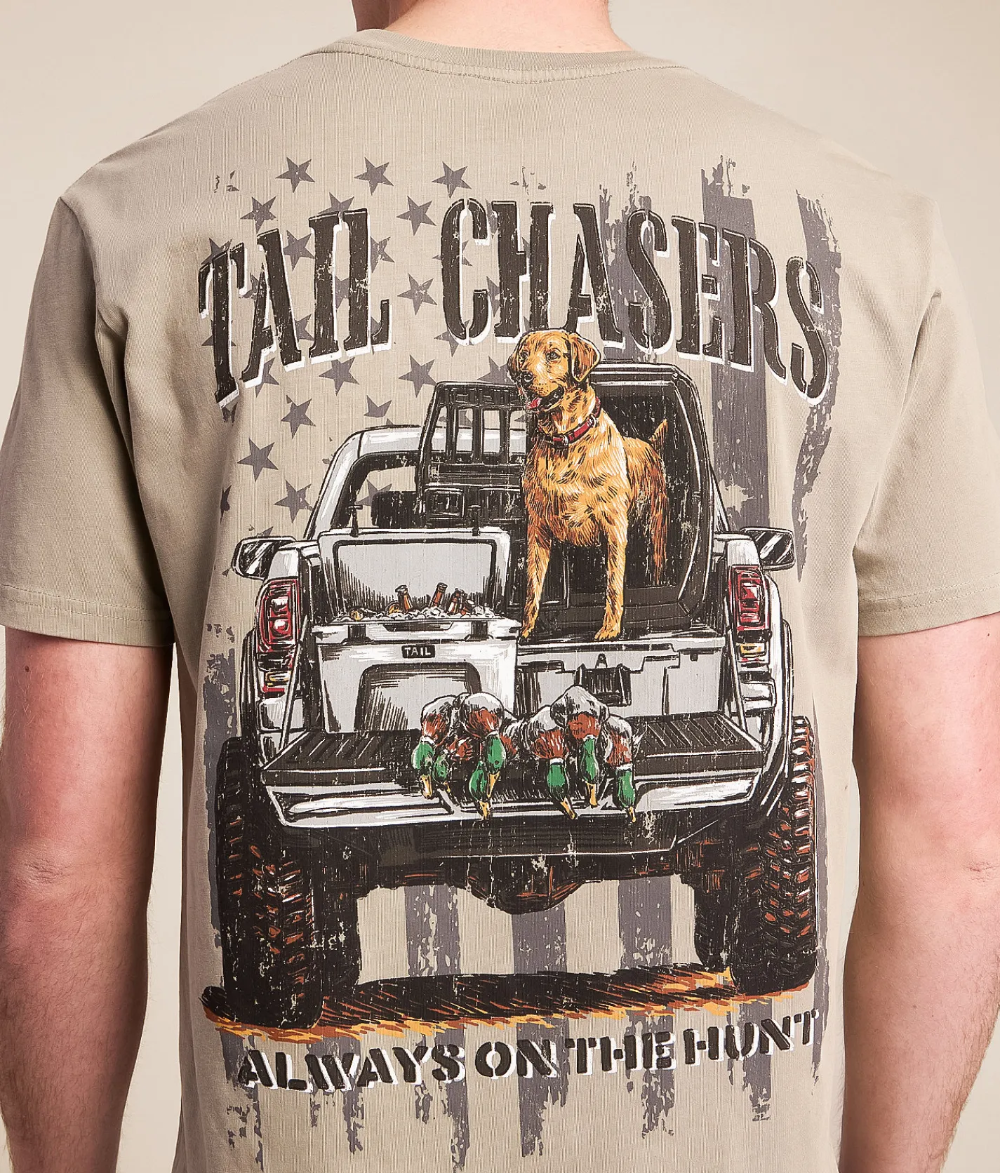 Graphic T-Shirts | Tail Chasers Club Off Road T-Shirt Chinchilla Pigment Dye