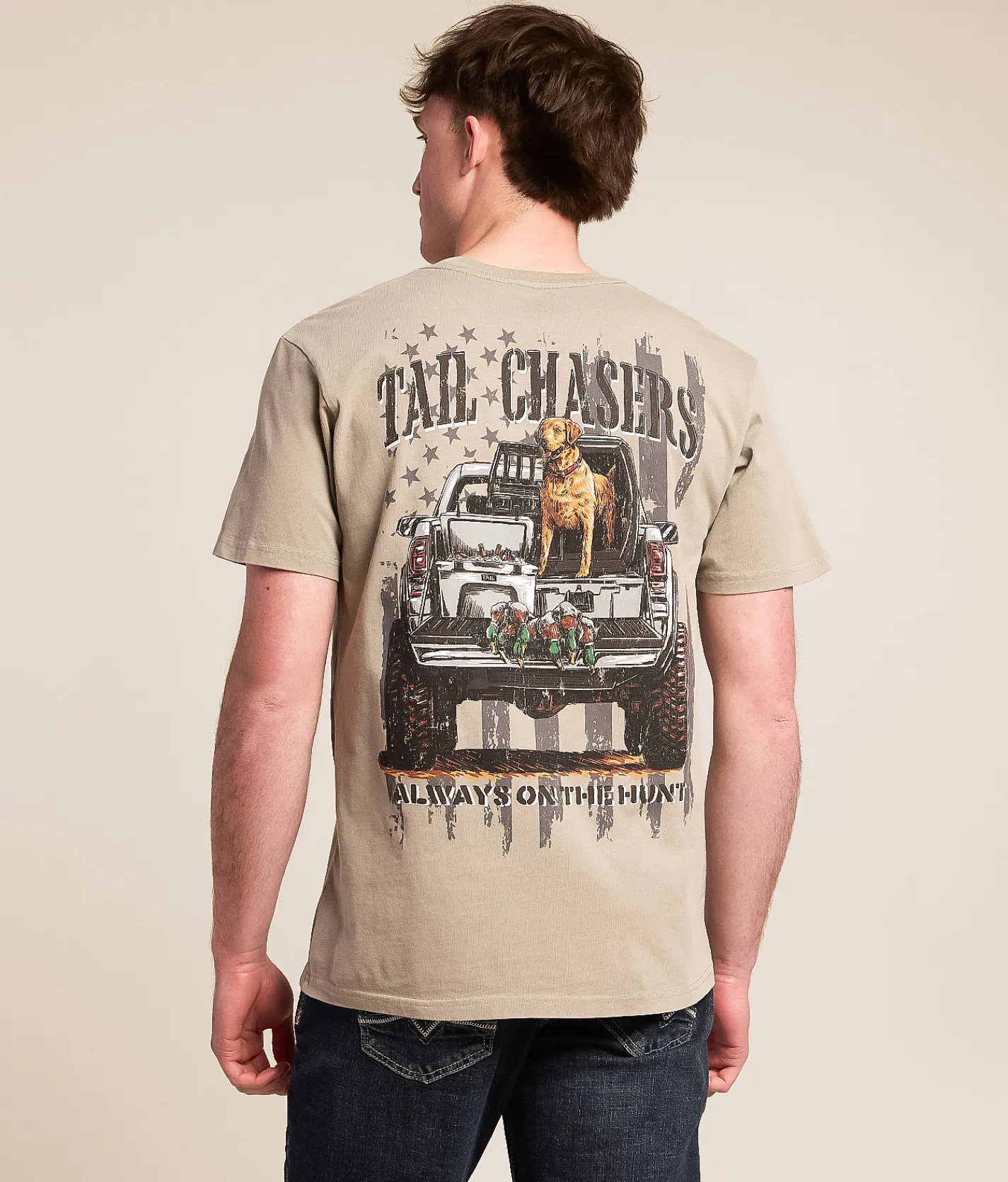 Graphic T-Shirts | Tail Chasers Club Off Road T-Shirt Chinchilla Pigment Dye