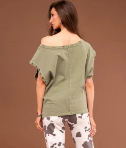 Tops | Sterling & Stitch Off The Shoulder Grommet T-Shirt Sea Spray