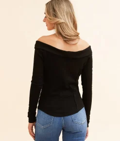 Hyfve Off The Shoulder Zipper Top Black