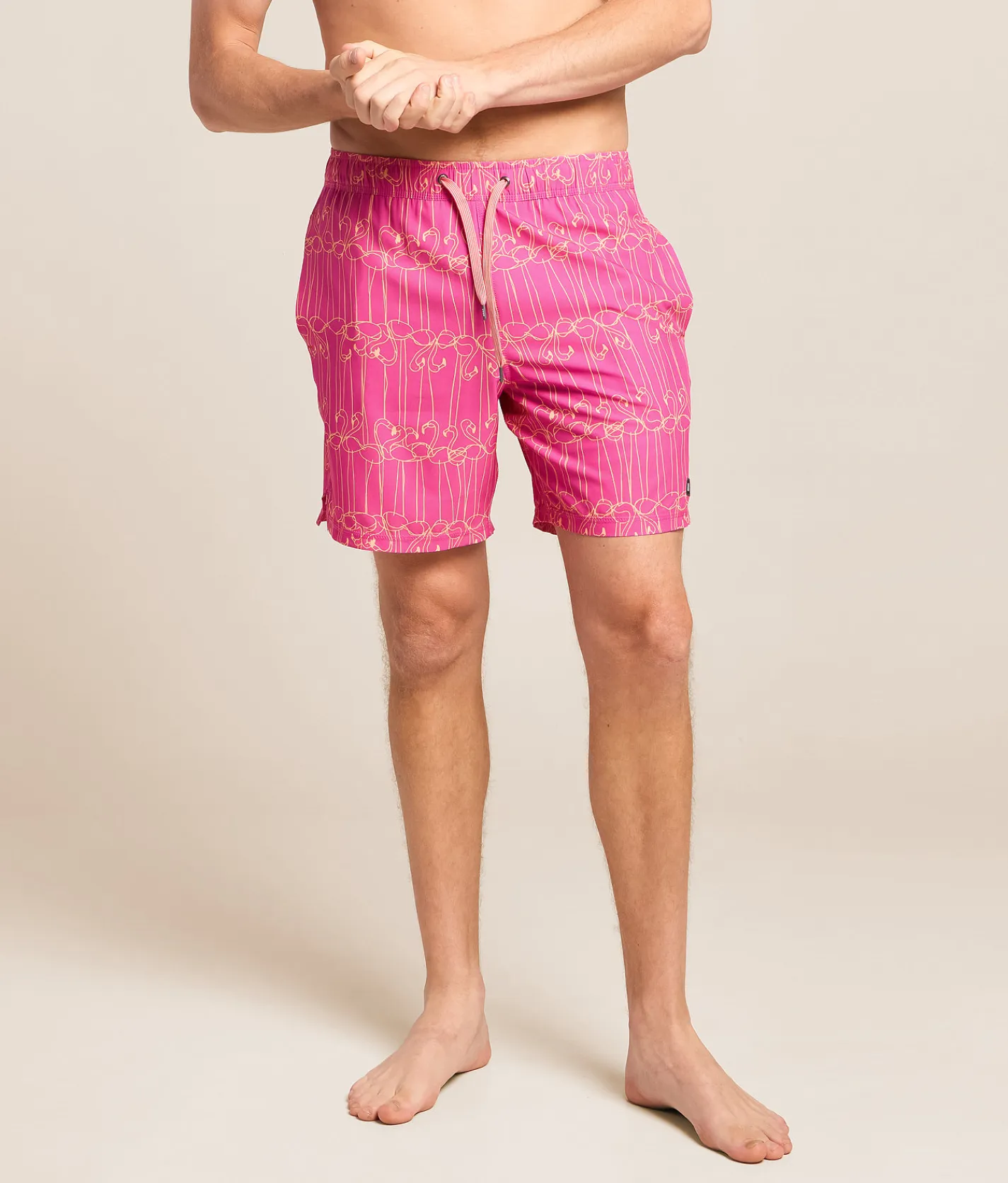 SAXX Oh Buoy Flamingo Stretch Swim Trunks Flamingo Ink Fuchsia New