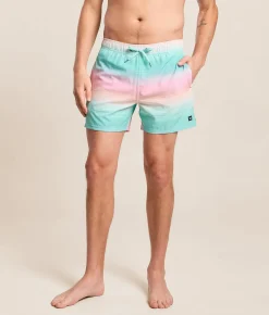 SAXX Oh Buoy 2N1 DropTemp Stretch Swim Trunks Hazy Stripe Aqua Discount