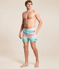 SAXX Oh Buoy 2N1 DropTemp Stretch Swim Trunks Hazy Stripe Aqua Discount