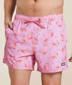 SAXX Oh Buoy 2N1 DropTemp Stretch Swim Trunks Drinko Flamingo Taffy