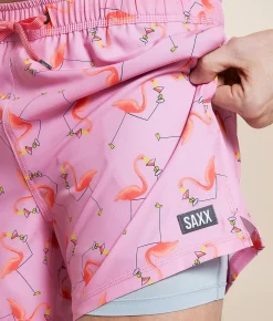 SAXX Oh Buoy 2N1 DropTemp Stretch Swim Trunks Drinko Flamingo Taffy