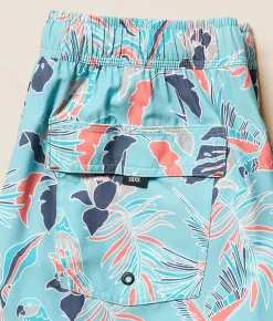 SAXX Oh Buoy 2N1 DropTemp Stretch Swim Trunks Island Tropics Blue Tide New