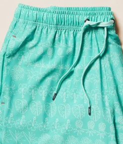 SAXX Oh Buoy 2N1 DropTemp Stretch Swim Trunks Island Lineup Surf Blue Clearance