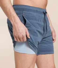 Bottoms|Swimwear | SAXX Oh Buoy 2N1 DropTemp Stretch Swim Trunks India Ink Blue Stripe