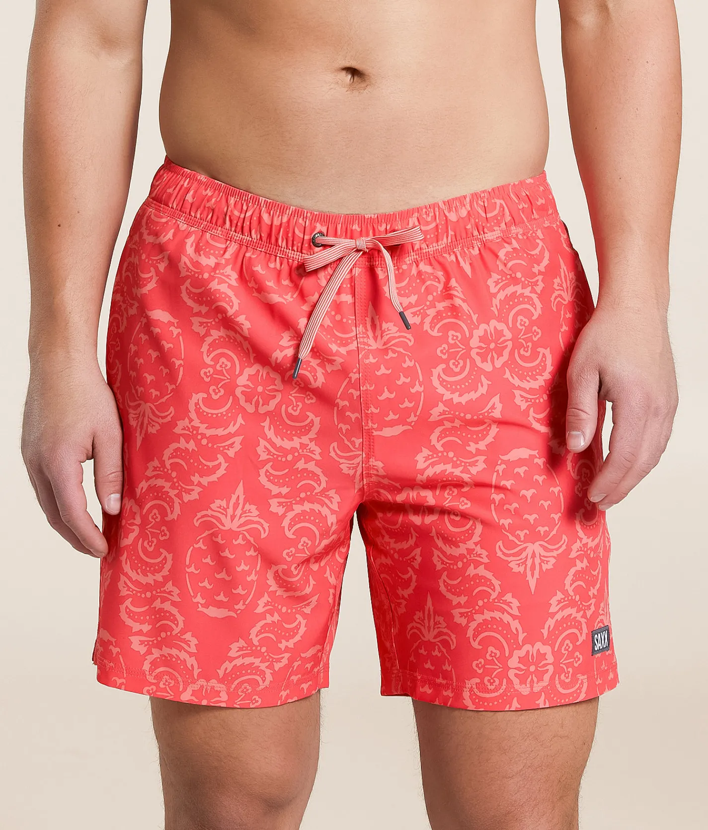 SAXX Oh Buoy 2N1 DropTemp Stretch Swim Trunks Pineapple Brocade Hibiscu Discount