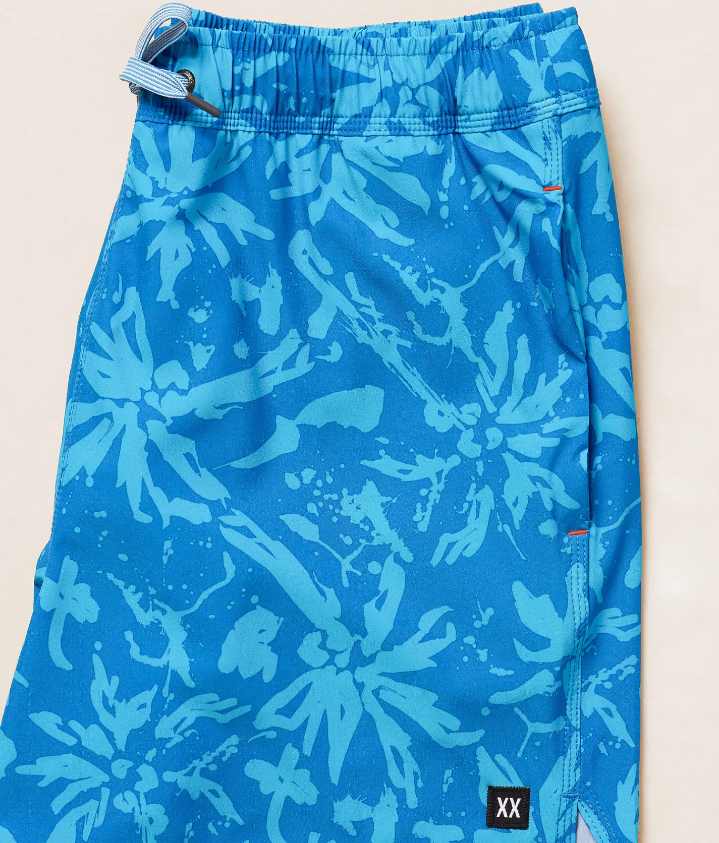 SAXX Oh Buoy 2N1 DropTemp Stretch Swim Trunks Splash Palms Bold Blue Hot
