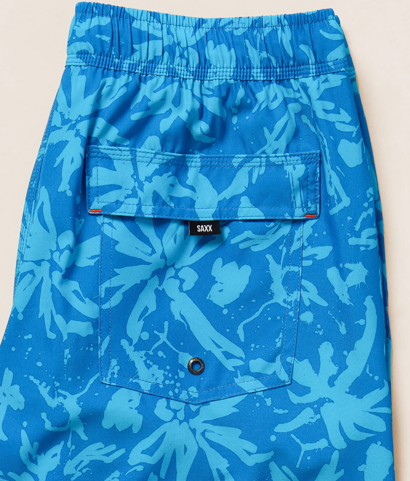 SAXX Oh Buoy 2N1 DropTemp Stretch Swim Trunks Splash Palms Bold Blue Hot