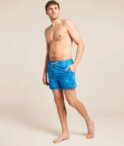 SAXX Oh Buoy 2N1 DropTemp Stretch Swim Trunks Splash Palms Bold Blue Hot