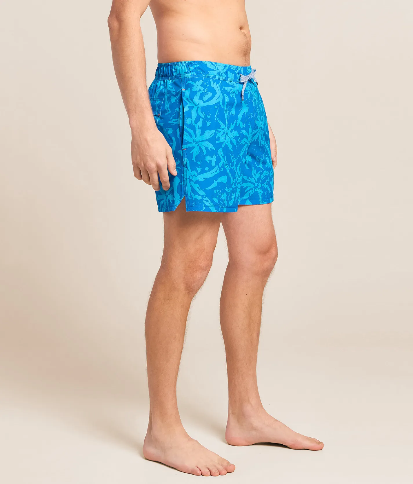 SAXX Oh Buoy 2N1 DropTemp Stretch Swim Trunks Splash Palms Bold Blue Hot