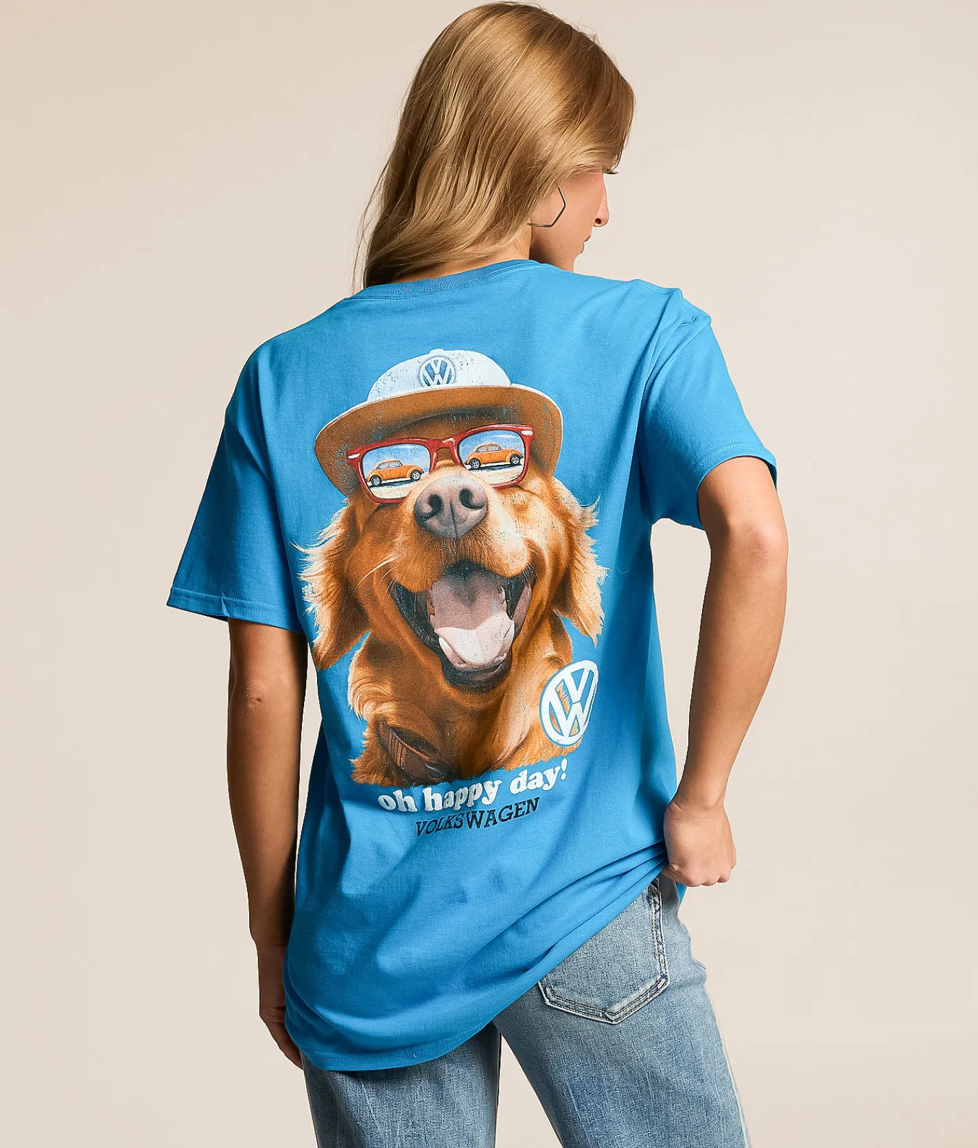 Changes Oh Happy Day Volkswagen Oversized T-Shirt Blue New
