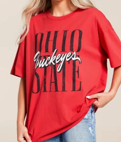 Tops | Gameday SOCIAL® Ohio State Buckeyes Oversized T-Shirt Red