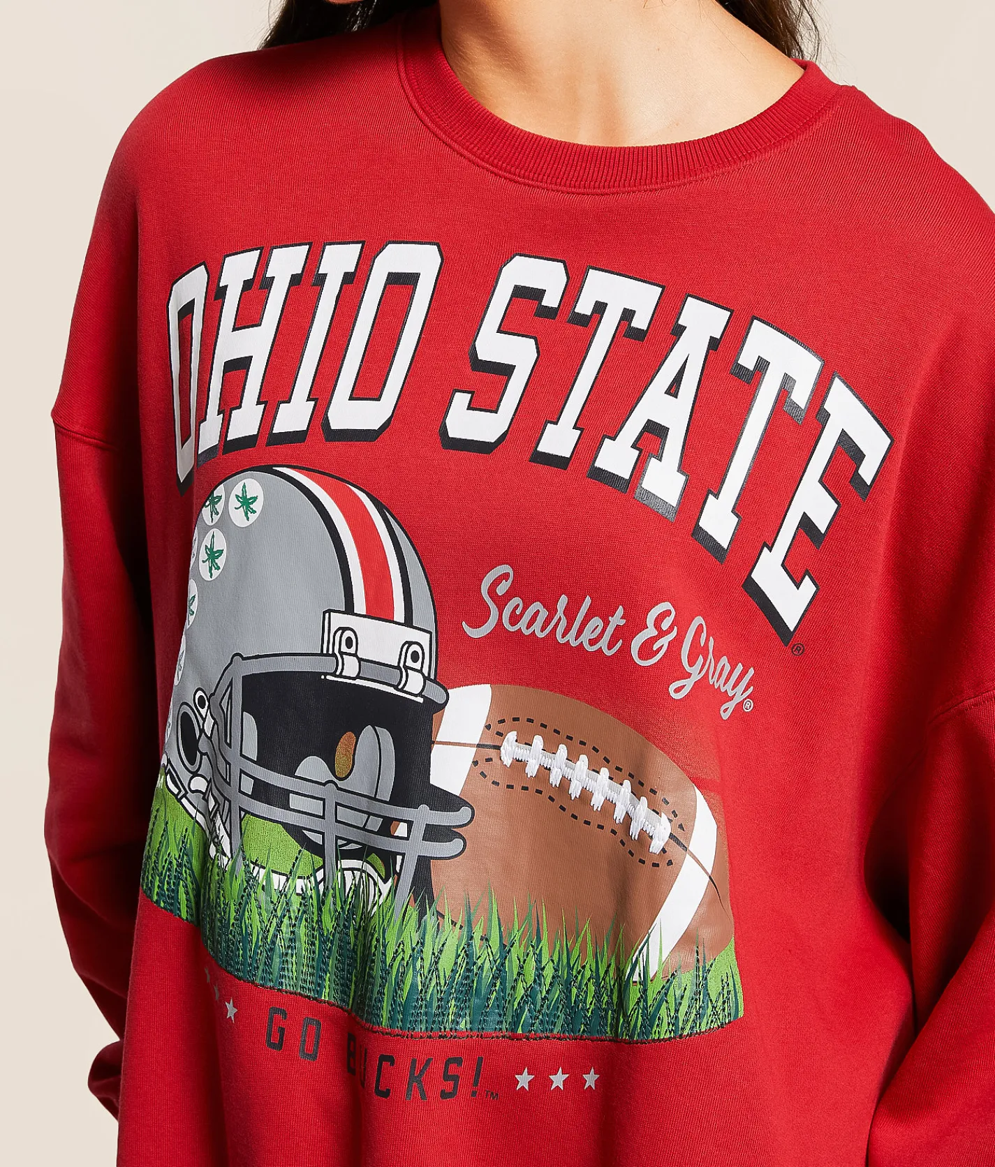 Gameday SOCIAL® Ohio State Football Oversized Pullover Red Clearance