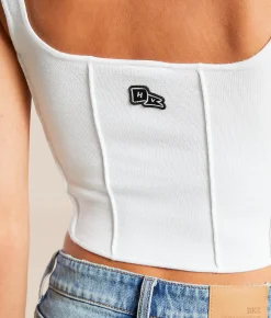 HYPE AND VICE Oklahoma Sooners Corset Cropped Tank Top White Clearance