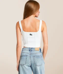 HYPE AND VICE Oklahoma Sooners Corset Cropped Tank Top White Clearance