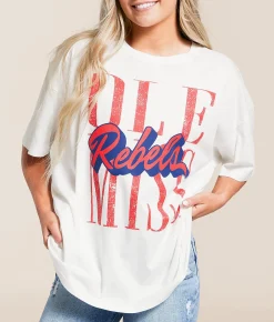Gameday SOCIAL® Ole Miss Rebels Oversized T-Shirt White Hot