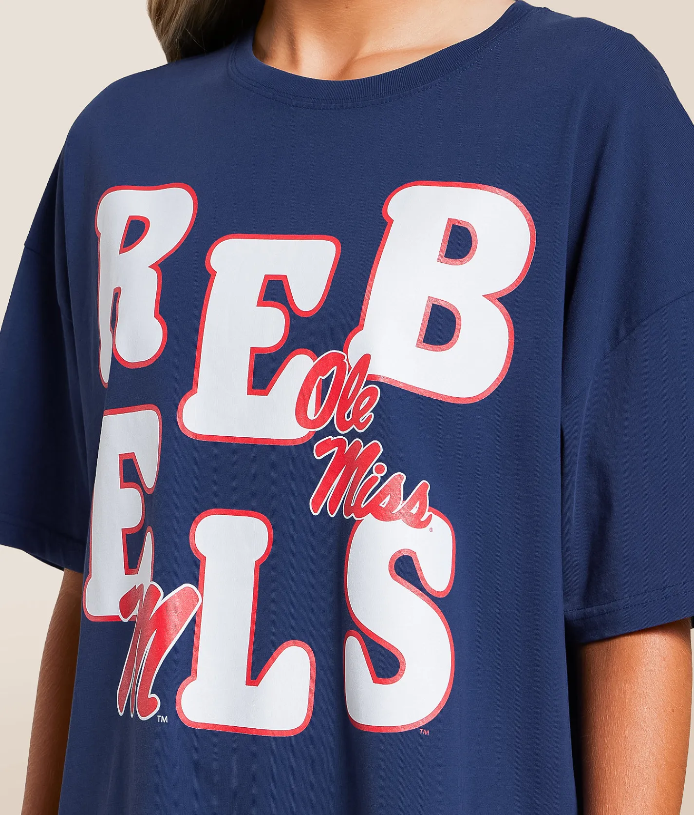 Gameday SOCIAL® Ole Miss Rebels Oversized T-Shirt Navy