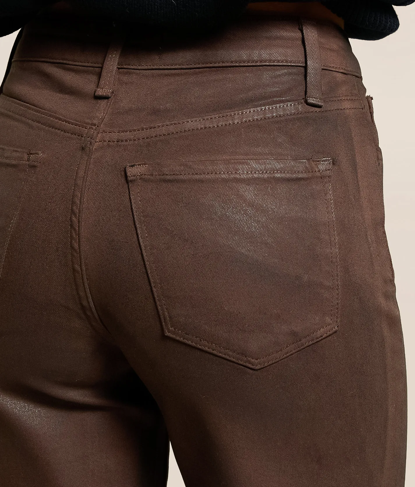 VERVET by Flying Monkey Olivia Coated Wide Leg Stretch Jean Chicory Coffee Best