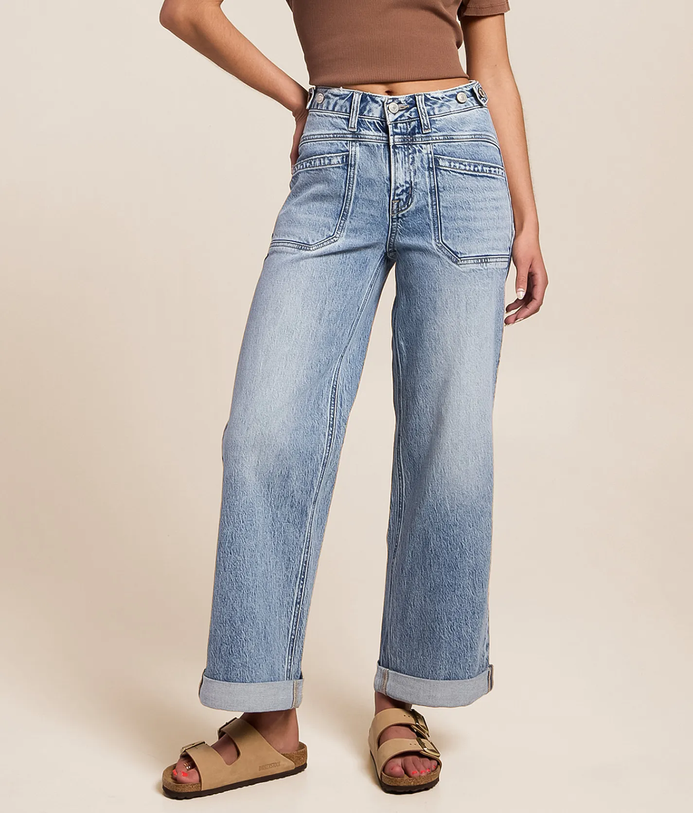 VERVET by Flying Monkey Olivia Cropped Wide Leg Stretch Jean Jump