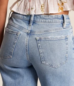 VERVET by Flying Monkey Olivia Cropped Wide Leg Stretch Jean Vibrant Hot