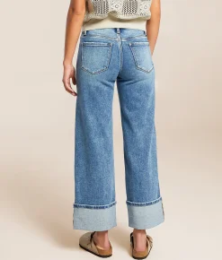 VERVET by Flying Monkey Olivia Cropped Wide Leg Stretch Jean Rosy Hot