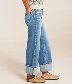 VERVET by Flying Monkey Olivia Cropped Wide Leg Stretch Jean Rosy Hot