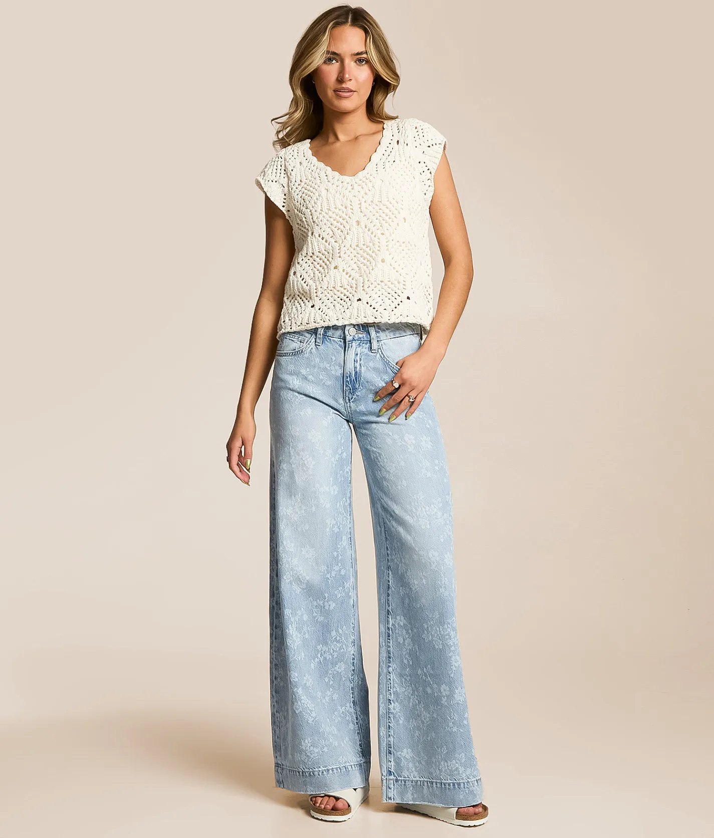 Bottoms | VERVET by Flying Monkey Olivia Wide Leg Stretch Jean Floral