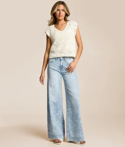 VERVET by Flying Monkey Olivia Wide Leg Stretch Jean Floral Best