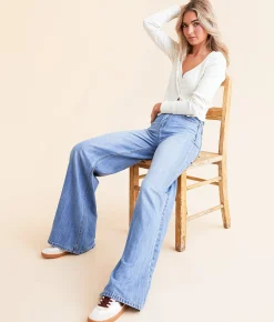 VERVET by Flying Monkey Olivia High Rise Ultra Wide Leg Jean Kudos Hot