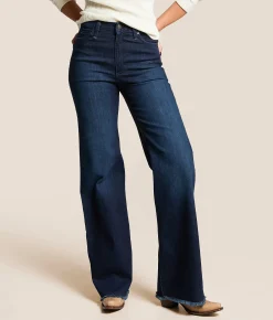 Kimes Ranch Olivia High Rise Wide Leg Stovepipe Jean Dark Wash New