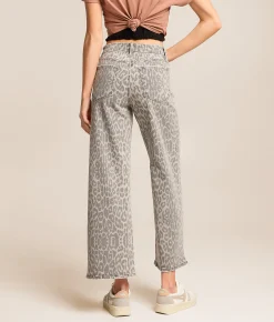 VERVET by Flying Monkey Olivia Leopard Wide Cropped Jean Grey Leopard Sale