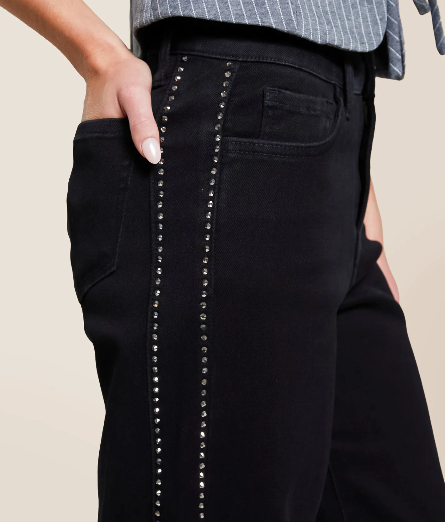 Jeans|Bottoms | VERVET by Flying Monkey Olivia Rhinestone Wide Leg Jean Uplifted