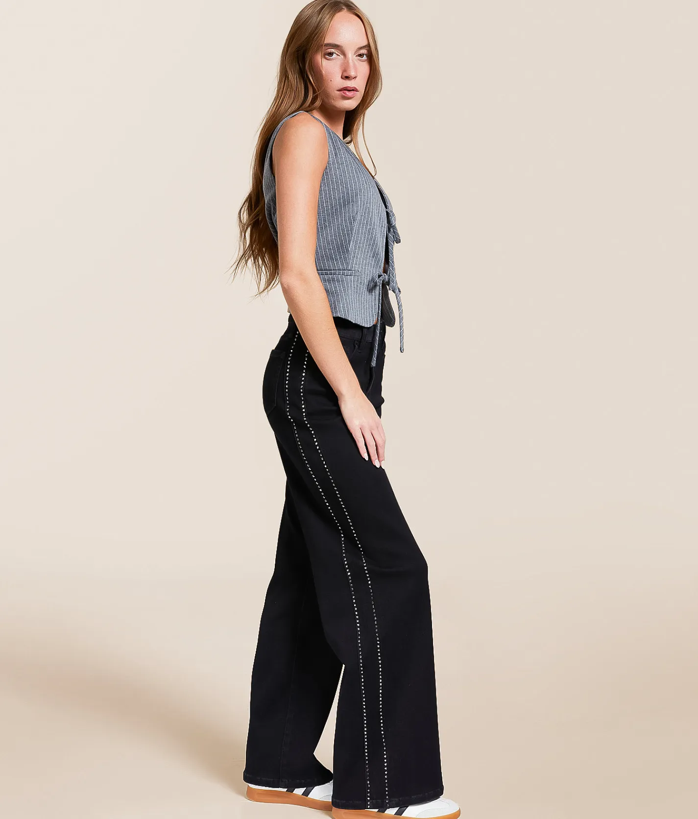 Jeans|Bottoms | VERVET by Flying Monkey Olivia Rhinestone Wide Leg Jean Uplifted