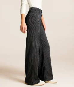Jeans|Bottoms | VERVET by Flying Monkey Olivia Striped Wide Leg Stretch Jean Blue Rain