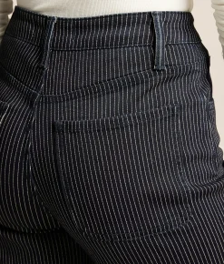 Jeans|Bottoms | VERVET by Flying Monkey Olivia Striped Wide Leg Stretch Jean Blue Rain
