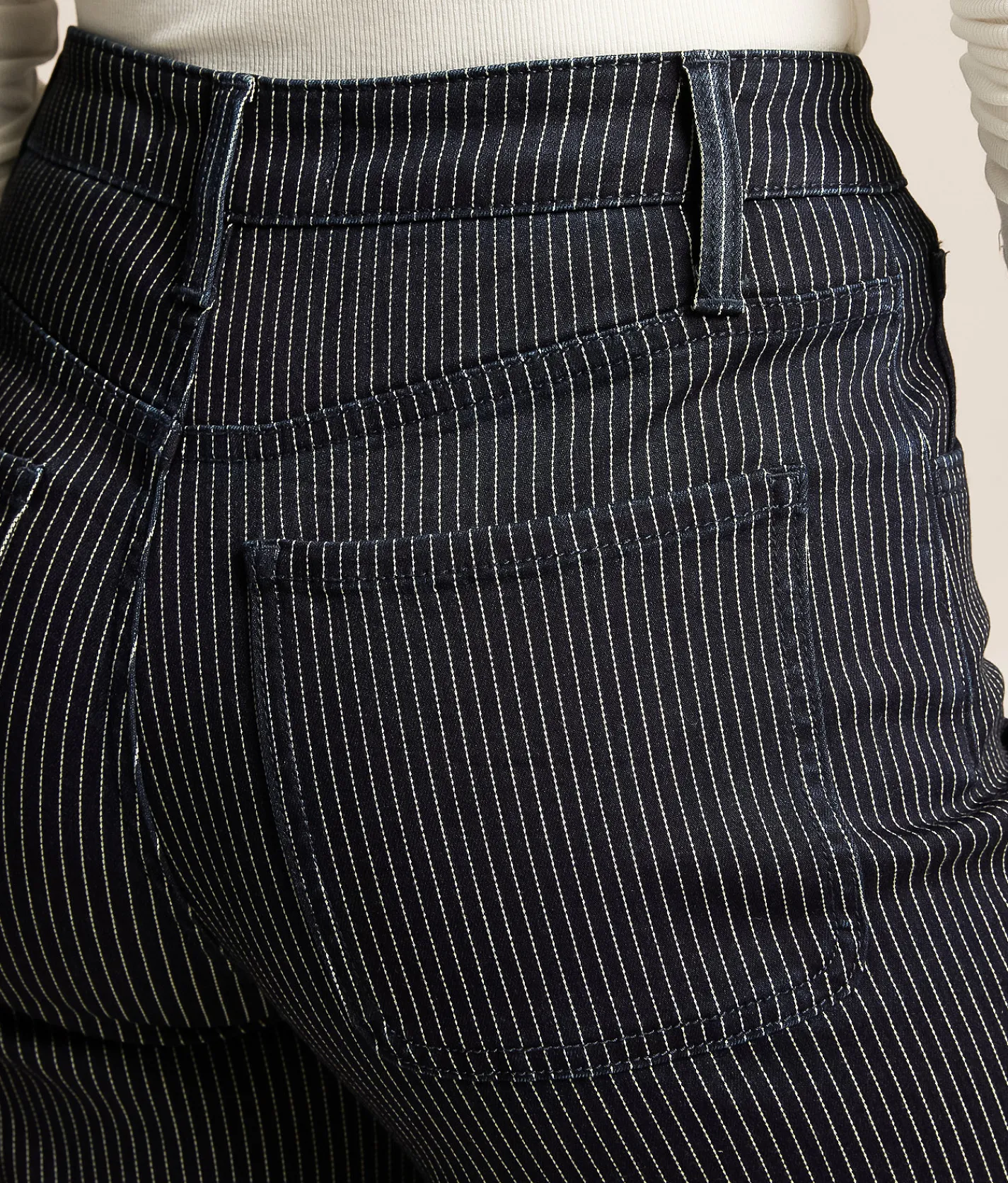 Jeans|Bottoms | VERVET by Flying Monkey Olivia Striped Wide Leg Stretch Jean Blue Rain