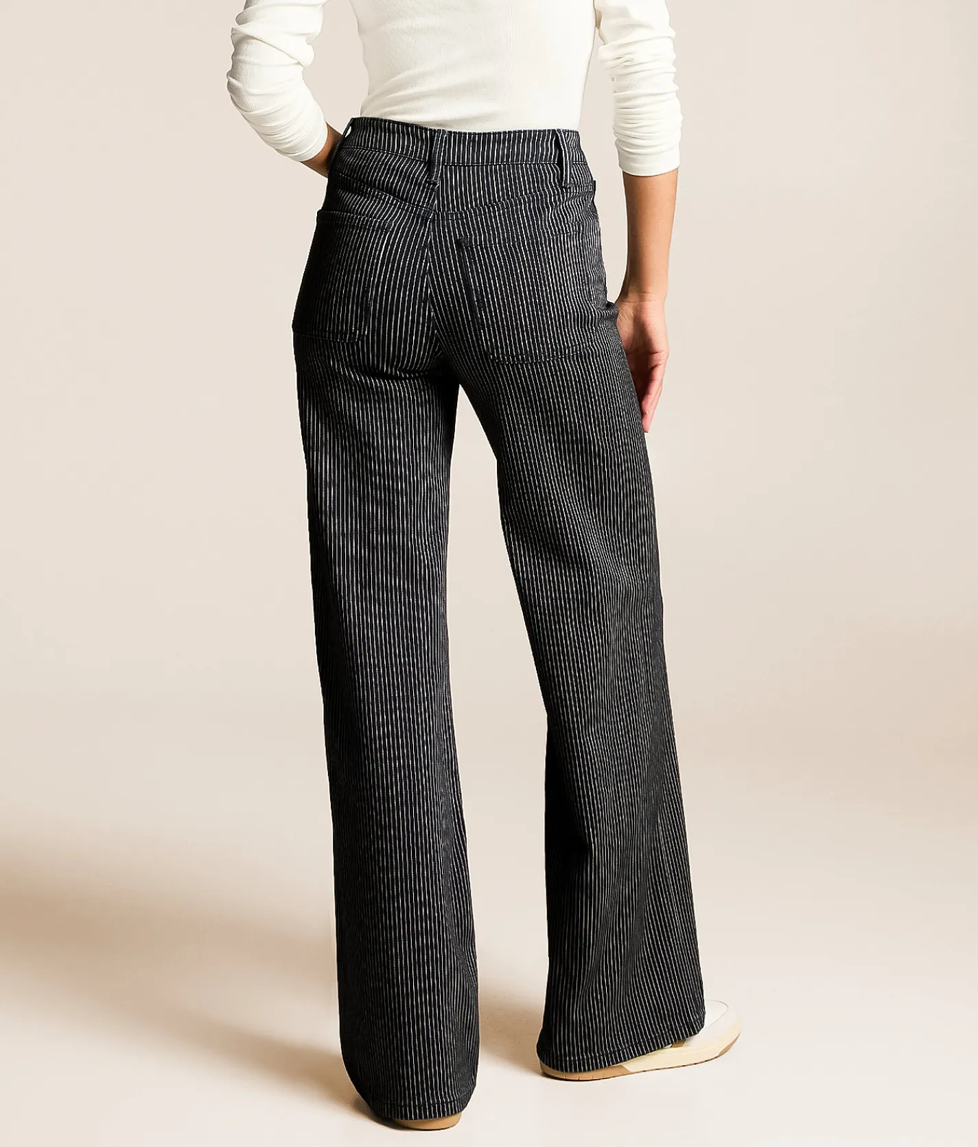 Jeans|Bottoms | VERVET by Flying Monkey Olivia Striped Wide Leg Stretch Jean Blue Rain