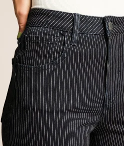 Jeans|Bottoms | VERVET by Flying Monkey Olivia Striped Wide Leg Stretch Jean Blue Rain