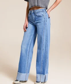 VERVET by Flying Monkey Olivia Wide Leg Stretch Cuffed Jean Adore You New