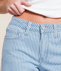 VERVET by Flying Monkey Olivia Wide Leg Striped Stretch Jean Ethereal Essence Sale