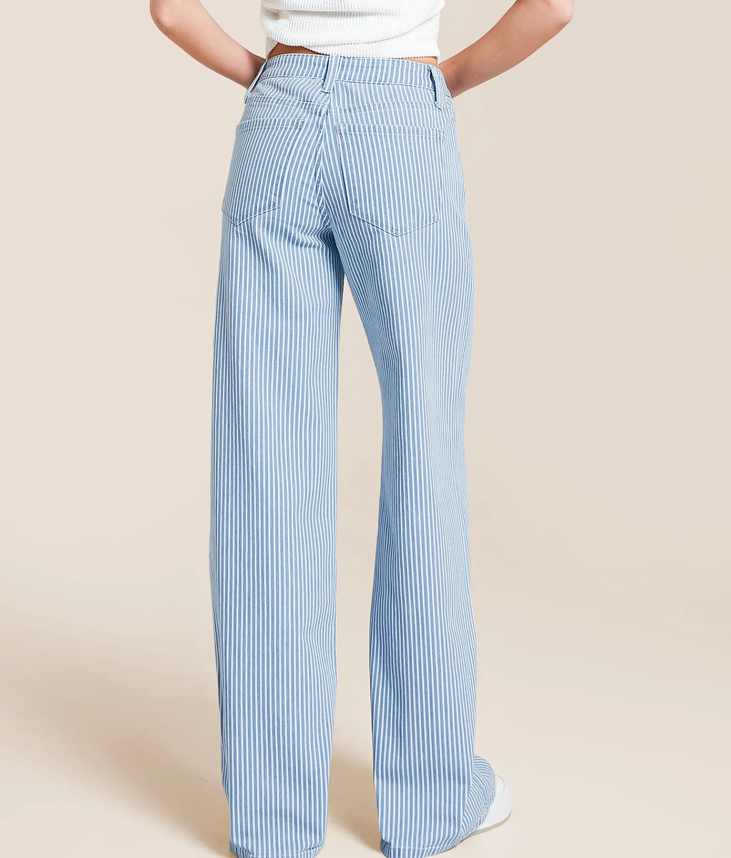 VERVET by Flying Monkey Olivia Wide Leg Striped Stretch Jean Ethereal Essence Sale