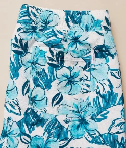 Departwest Omega Seersucker Swim Trunks White Blue Clearance